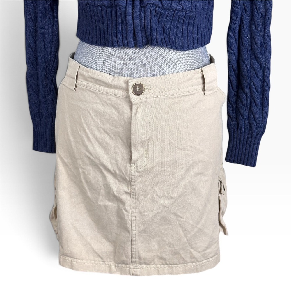 Princess Polly Beige Lydie Cargo Mini Skirt Khaki Utility Workwear, Size 12